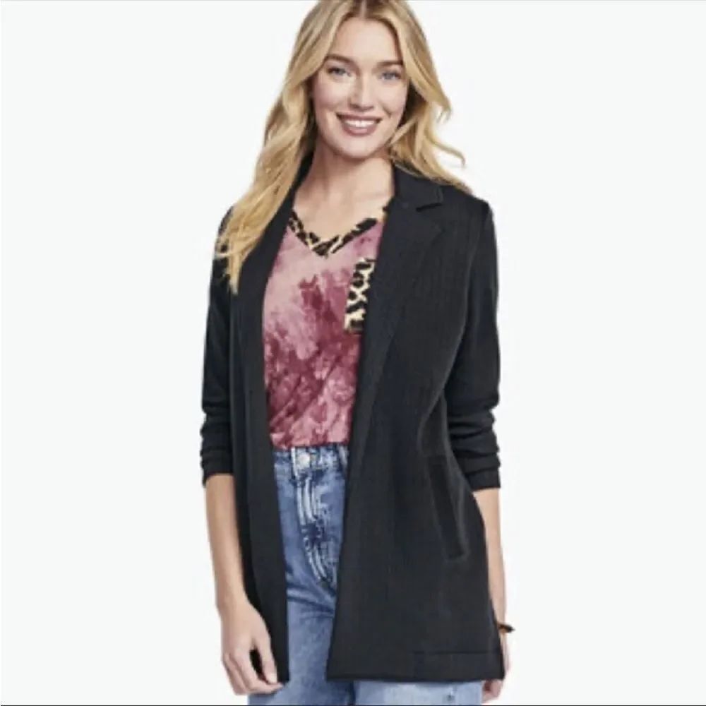 JOHNSTON & MURPHY | Textured Black Blazer Style Sweater Jacket Women’s Size S